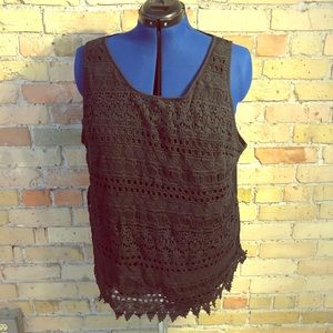 Ava & Viv Black Crochet tank top 3x